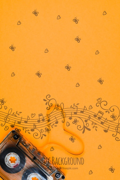 Free Musical Notes Draw With Tape Beside Psd