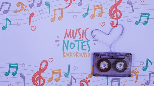 Free Musical Notes On Sheet With Tape Beside Psd