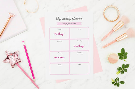 Free My Weekly Planner With Make-Up Brushes Psd