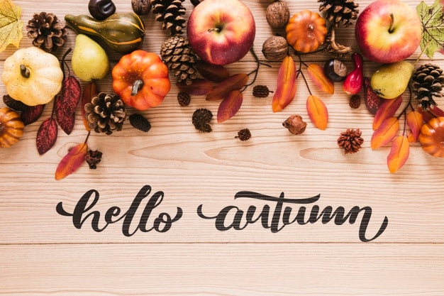 Free Natural Autumn Decor With Greetings Psd