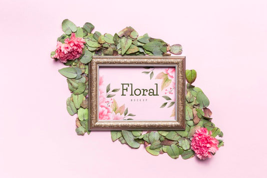 Free Natural Frame With Flowers And Leaves Psd