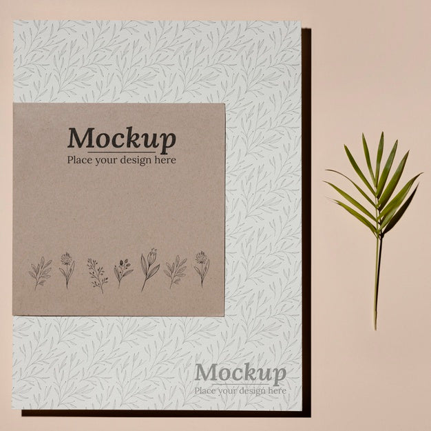 Free Natural Material Card Mock-Up Arrangement Psd