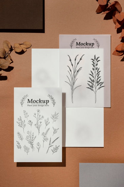 Free Natural Material Card Mock-Up Assortment Psd