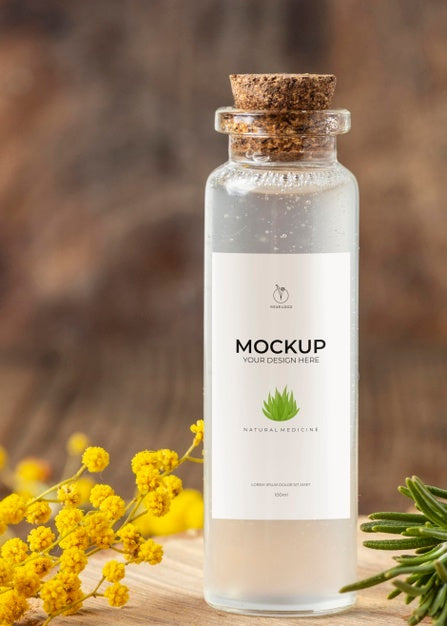 Free Natural Medicine Packaging Mockup With Ingredients Psd