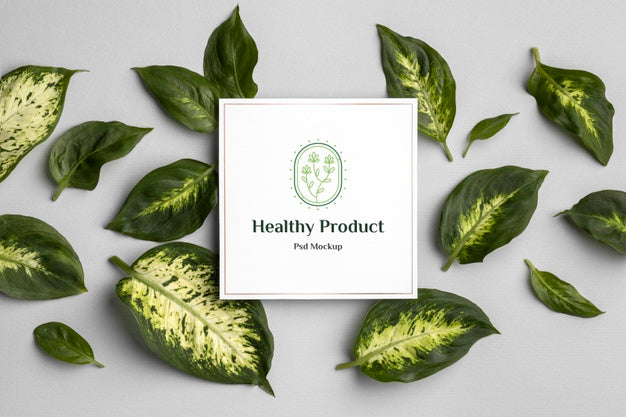 Free Natural Product Mock-Up With Leaves Psd