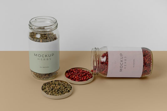 Free Natural Spices With Label Mock-Up Arrangement Psd