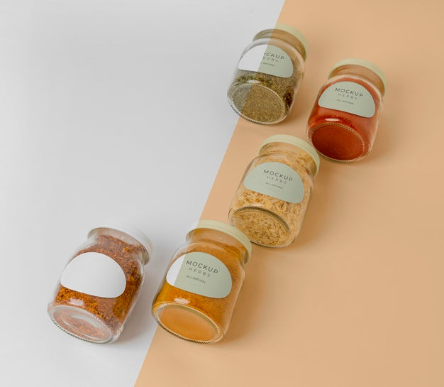 Free Natural Spices With Label Mock-Up Psd