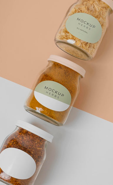 Free Natural Spices With Label Mock-Up Psd
