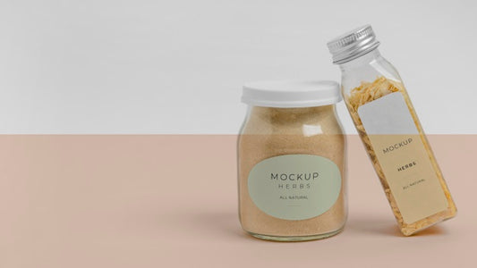 Free Natural Spices With Label Mock-Up Psd