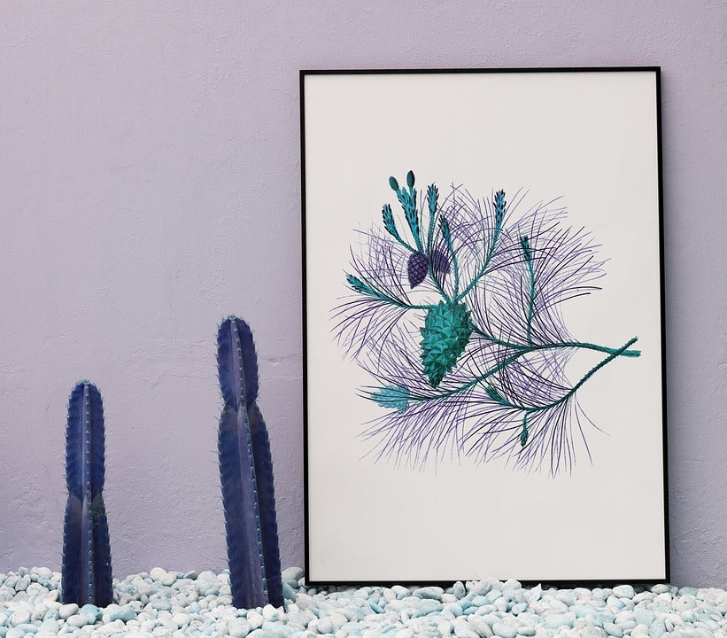 Free Nature Blank Board with Cactus Photo Mockup
