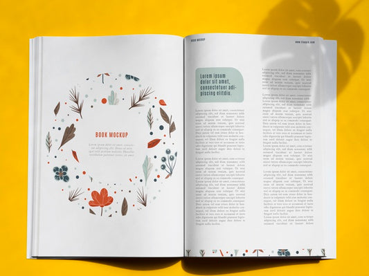 Free Nature Book Mock Up On Yellow Background Psd
