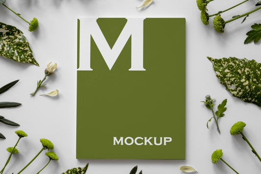 Free Nature Magazine Cover Mock-Up With Leaves Arrangement Psd