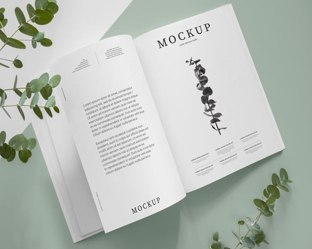 Free Nature Magazine Cover Mock-Up With Leaves Psd