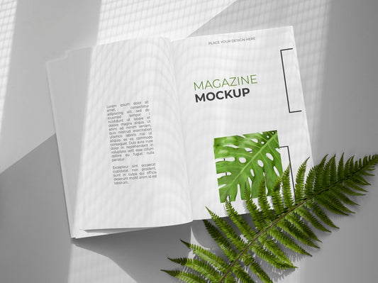 Free Nature Magazine Cover Mock-Up With Leaves Psd