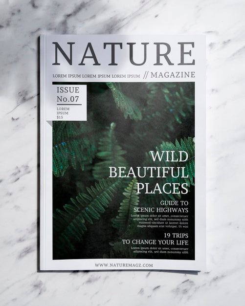 Free Nature Magazine Mock Up On Grey Background Psd