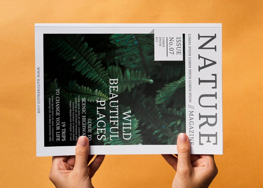 Free Nature Magazine Mock Up On Orange Background Psd