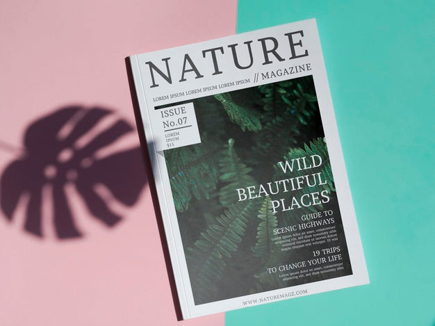 Free Nature Magazine Mock Up On Simple Background Psd