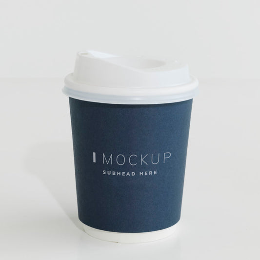 Free Navy Blue Paper Coffee Cup Mockup Psd