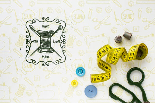 Free Needlework Mock-Up With Measuring Tape Psd