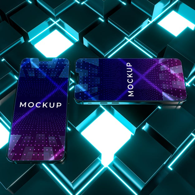 Free Neon Device Concept Mock-Up Psd