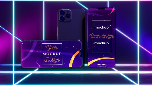 Free Neon Device Concept Mock-Up Psd