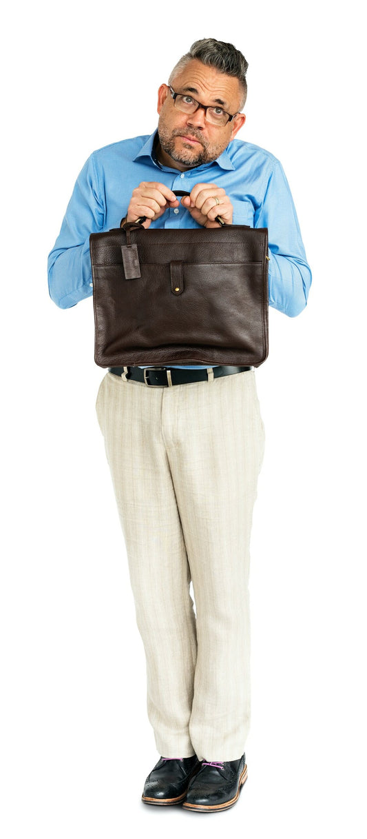 Free Nerdy Older Man Holding On To A Briefcase