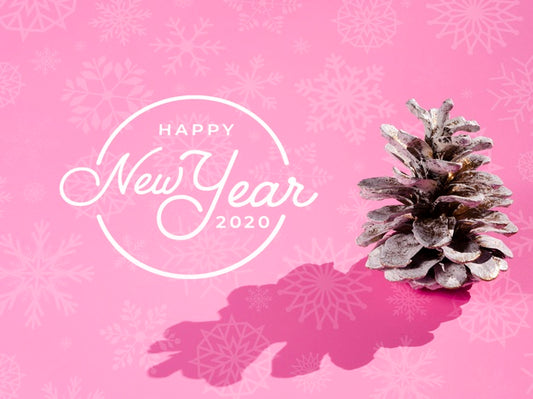 Free New Year 2020 Concept With Pine Cone And Shadow Psd