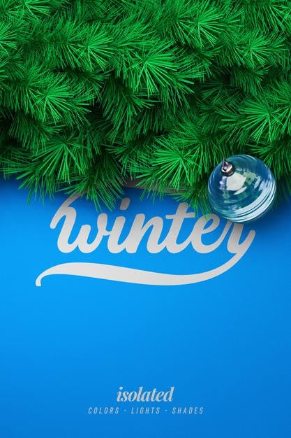 Free New Year And Winter Background Mockup With Christmas Tree Branches For Promotion Poster Or Banner Psd