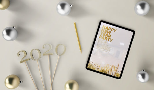 Free New Year Concept Tablet Mock-Up Psd