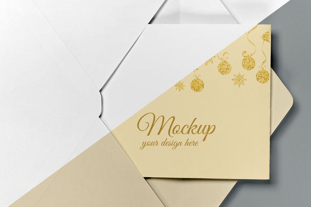 Free New Year Invitation Mock-Up With Ribbon Psd