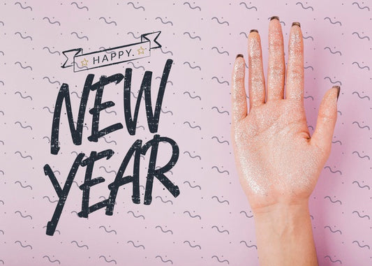 Free New Year Lettering Mock-Up On Pink Background Psd