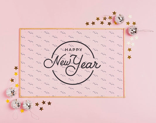 Free New Year Lettering With Simple Frame Psd