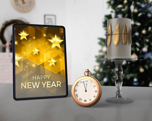 Free New Year Message On Tablet Mock-Up Psd