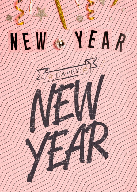 Free New Year Minimalist Lettering On Pink Background Psd