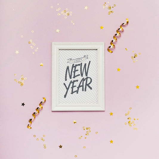 Free New Year Minimalist Lettering On White Frame Psd