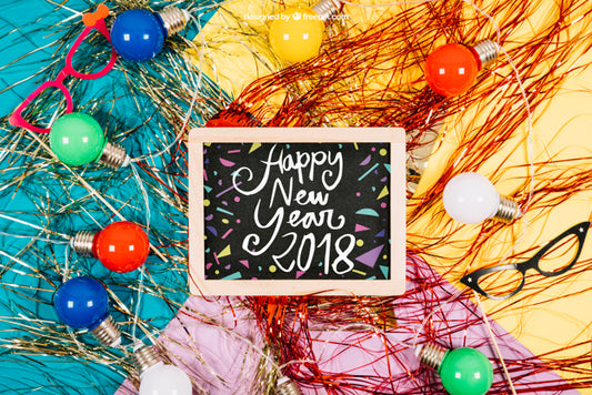 Free New Year Mockup With Slate Psd