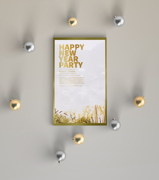 Free New Year Party Mock-Up With Decorations Psd