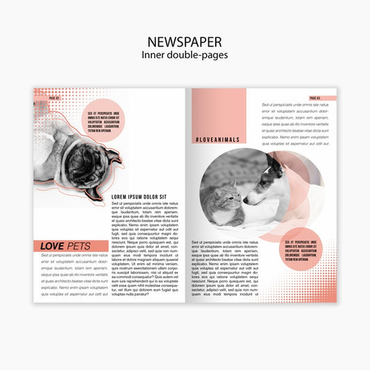 Free Newspaper Template About Love For Pets Psd