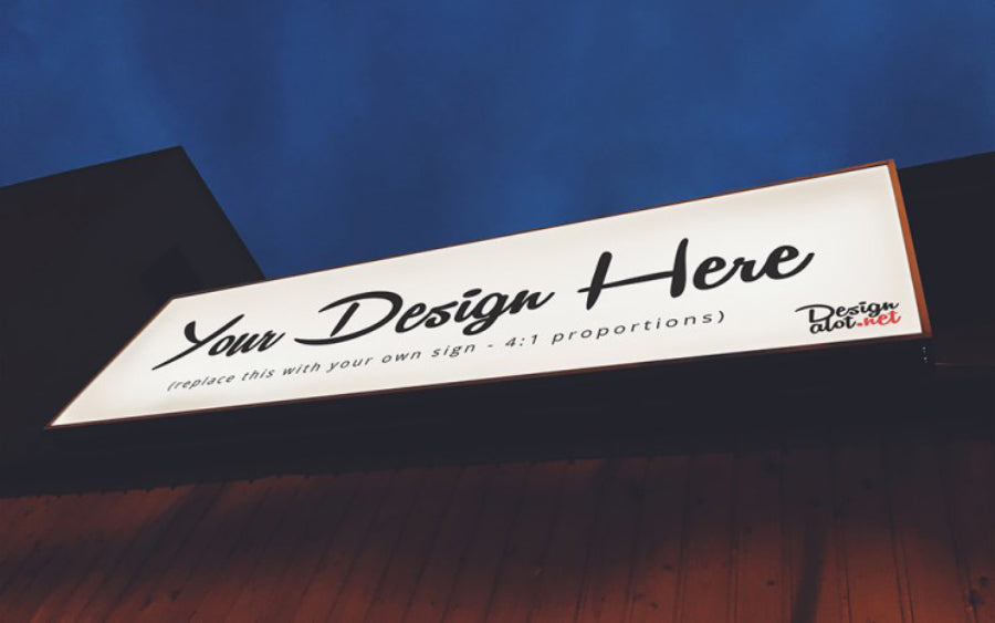 Free Outdoor Night Business Sign Mockup