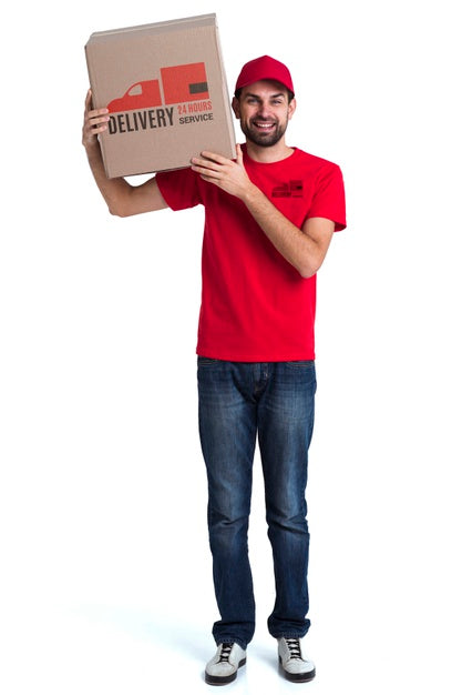Free Non-Stop Delivery Man Standing Psd