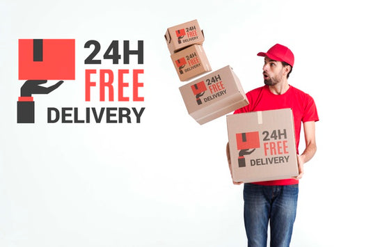 Free Non-Stop Delivery Man With Fallen Boxes Psd