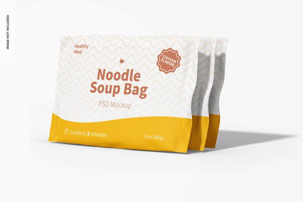 Free Noodle Soup Bags Mockup, Left View Psd