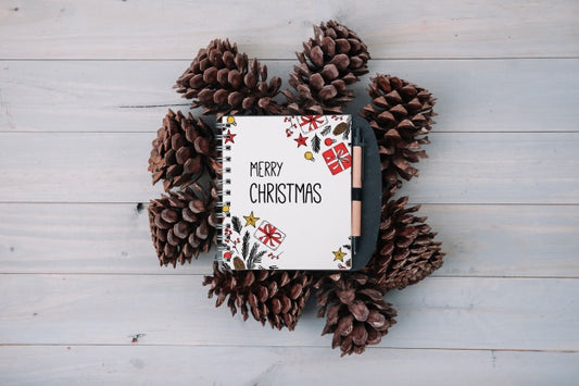 Free Notebook Cover Mockup With Christmas Concept Psd