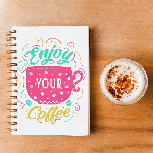 Free Notebook Cover Mockup With Coffee Concept Psd