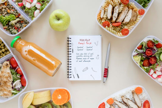 Free Notebook Mock-Up With Healthy Meals Psd