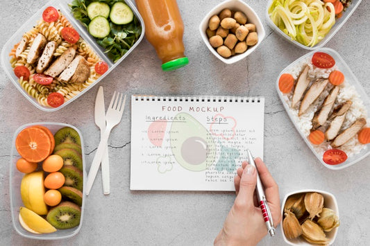 Free Notebook Mock-Up With Organic Food Psd
