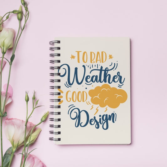 Free Notebook Mockup With Floral Concept Psd