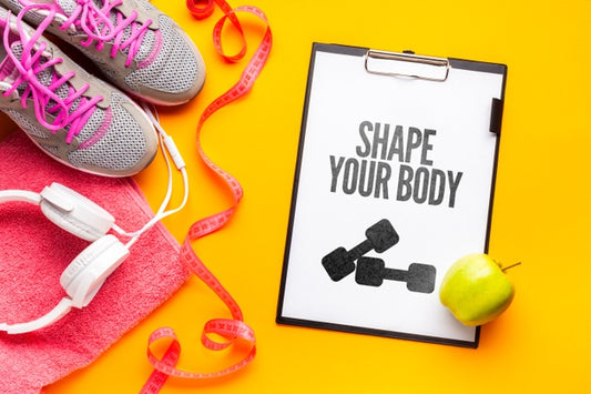 Free Notebook With Fitness Message And Equipment Psd