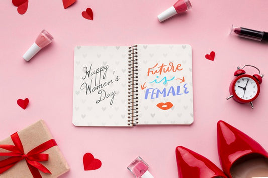 Free Notebook With Gifts For Womens Day Psd