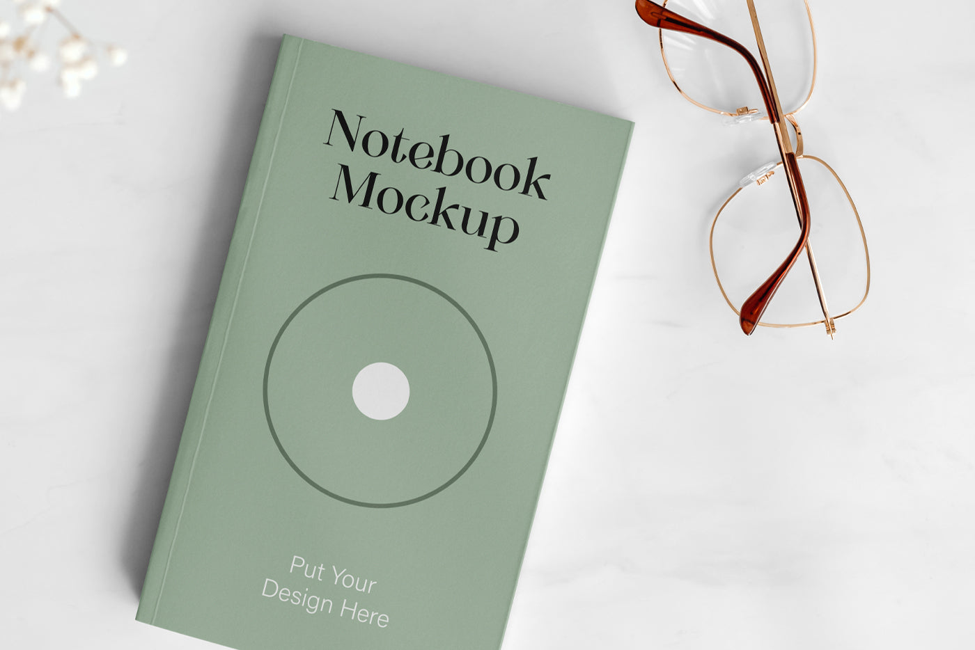 Free Notebook With Glasses Mockup